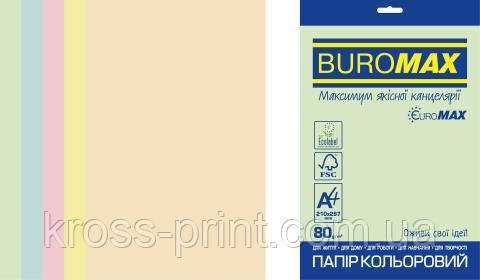 Набір кольорового паперу PASTEL, EUROMAX, 5 кв., 50 л., А4, 80 г/м2