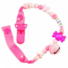 Кліпса для пустушки з дзвіночком, рожевий [tsi148522-TSI]