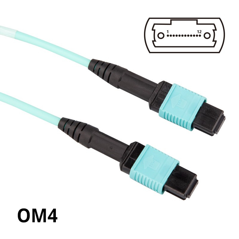 Шнур оптичний MPO to MPO 12 pin, Multimode OM4 50/125μm, 8-Core, POLARITY B (for QSFP+/QSFP28 Transceiver), 5M