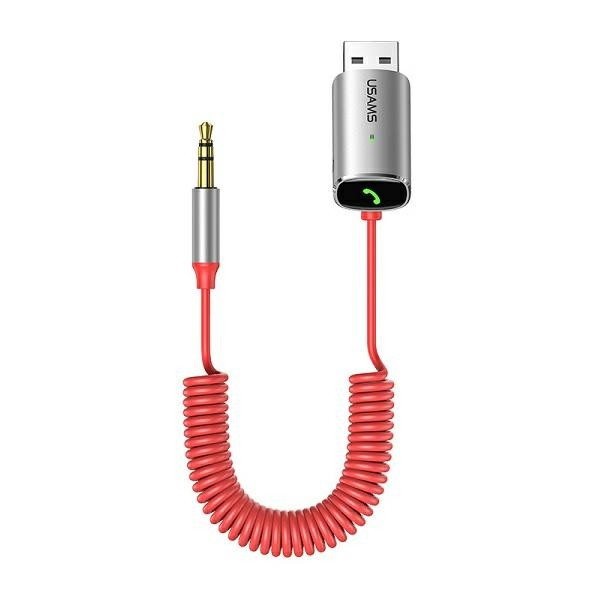 Адаптер Bluetooth to AUX 3.5 jack USAMS US-SJ504 BT 5.0 | MicroSD card Red - фото 4 - id-p1538783190