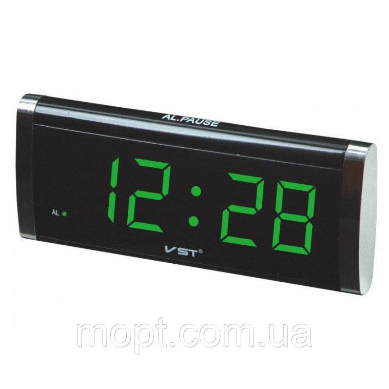 Електронний годинник VST 730 green, цифровий настільний мережевий годинник, led alarm clock VST-730, годинник з будильником