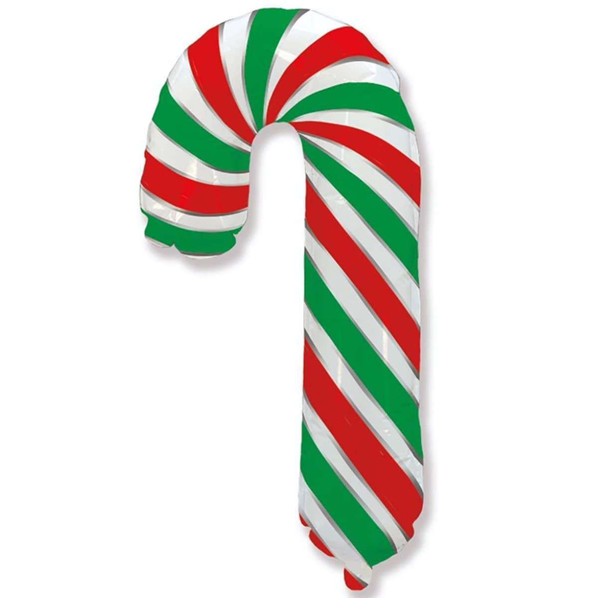 Фольгована велика повітряна куля Flexmetal Льодяник зелено-червоно-білий 98х63 см