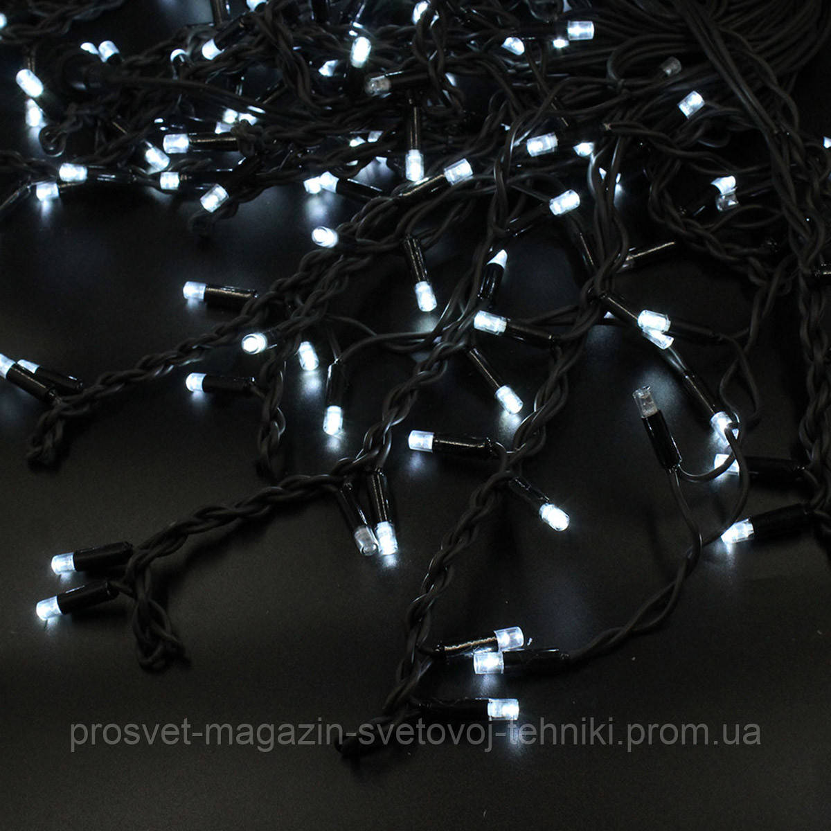 Гірлянда-бахрома (Icecle-Lights) 150 Short curtain-W-2 зовнішня, пров.:чорний, 10м (Білий)