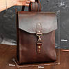 Жіночий шкіряний рюкзак Ріга, натуральна Вінтажна шкіра колір коричневый, відтінок Шоколад, фото 3