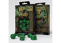 Настольная игра Q-Workshop Набор кубиков Celtic 3D Revised Green & black Dice Set (7 шт.) (SCER15)