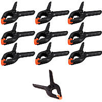 Струбцина-прищіпка пружинна 210 мм, затиск 100 мм, набір 10 шт, для майстерні