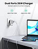 Мережевий зарядний пристрій UGREEN USB C 36 Вт двопортовий блок живлення PD 3.0 і QC 3.0 White (CD170), фото 7