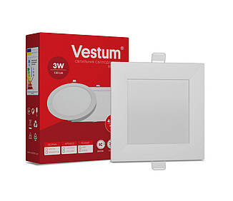 Квадратный светодиодный врезной светильник Vestum 3W 4000K 220V 1-VS-5201