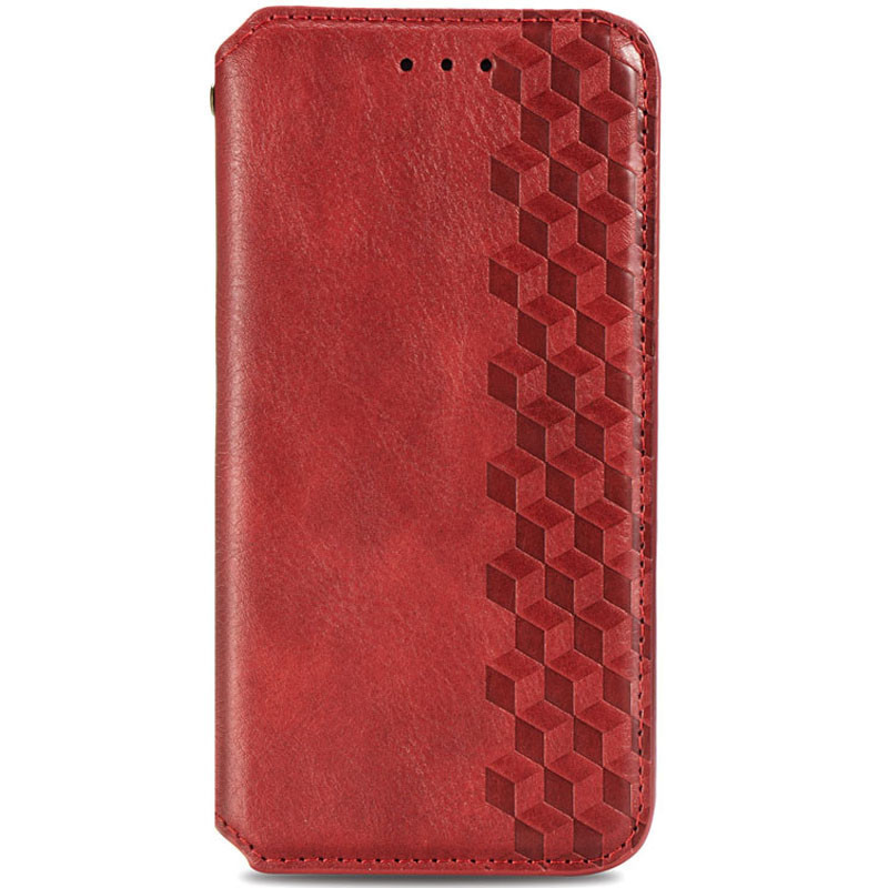 Кожаный чехол книжка GETMAN Cubic (PU) для Oppo A54 4G Искусственная кожа, Слот для визитки, Черный Красный - фото 1 - id-p1541074244