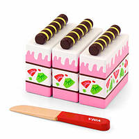 Игрушечные продукты Viga Toys Деревянный клубничный торт (GOLD_51324)