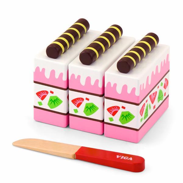Игрушечные продукты Viga Toys Деревянный клубничный торт (GOLD_51324) - фото 1 - id-p1541085607