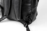 Шкіряний чоловічий рюкзак з екошкіри BORDER чорний молодіжний, фото 7