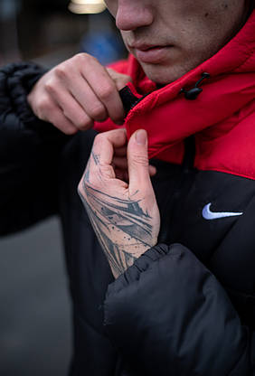 Комплект Куртка чоловіча Зимова Найк + утеплені штани. Барсетка Nike і рукавички в Подарунок., фото 3