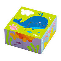Деревянные кубики-пазл Viga Toys Подводный мир (GOLD_50161)