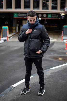 Комплект Куртка чоловіча Зимова Найк + утеплені штани. Барсетка Nike і рукавички в Подарунок., фото 2