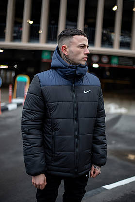 Комплект Куртка чоловіча Зимова Найк + утеплені штани. Барсетка Nike і рукавички в Подарунок., фото 3