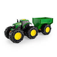 Игрушечный трактор John Deere Kids Monster Treads с прицепом и большими колесами (GOLD_47353)