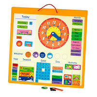 Магнитный календарь Viga Toys с часами, на английском языке (GOLD_50377)