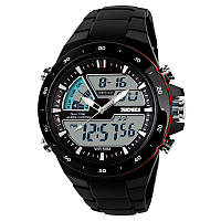 Skmei 1016 shark черные с красным спортивные часы мужские
