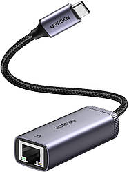 Провідний мережевий адаптер USB C - RJ45 Ethernet Gigabit LAN UGREEN Thunderbolt 3 Grey (CM483)