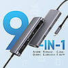 Багатопортовий адаптер концентратор UGREEN USB з USB 3.0 HDMI, VGA, RJ45 Gigabit, TF/SD, PD 9-в-1 Grey (CM179), фото 3
