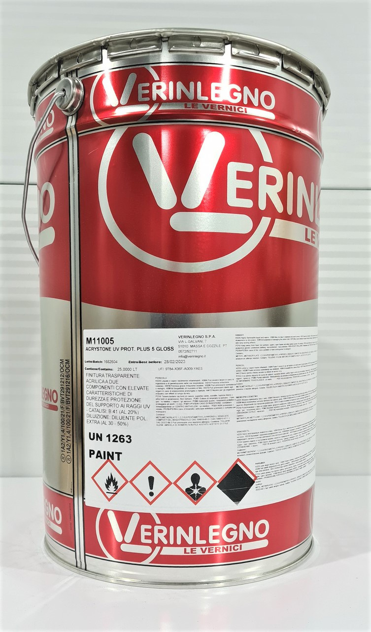 Лак паркетний ACRYSTONE PLUS UV PROT прозорий, матовий (блиск 5 глосс), Verinlegno