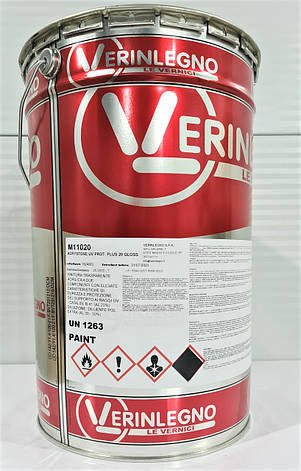 Лак паркетний ACRYSTONE PLUS UV PROT прозорий, напів-матовий (блиск 20 глосс), Verinlegno, фото 1