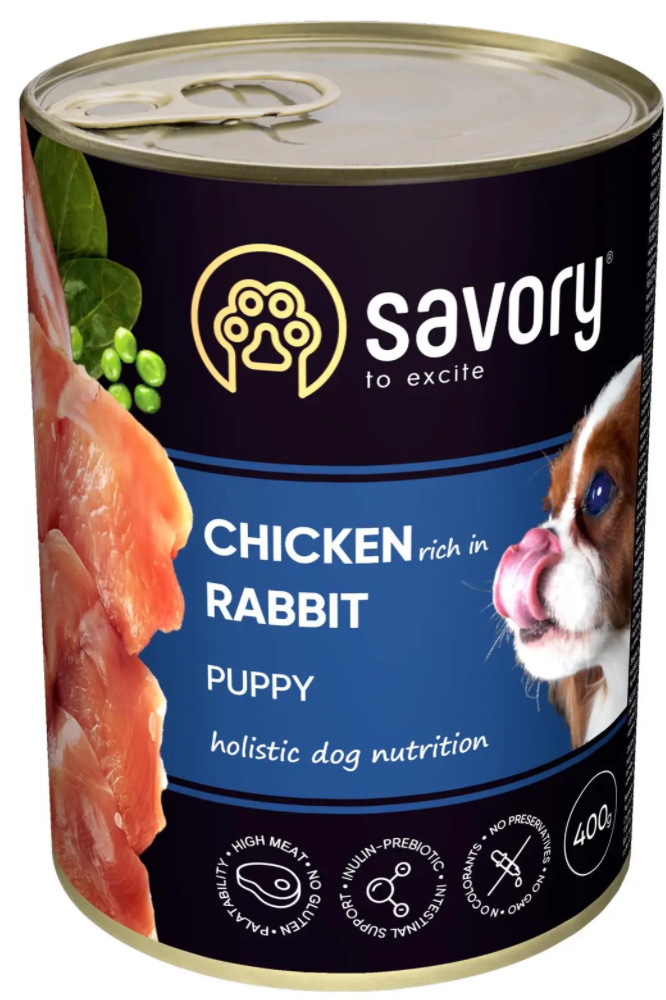 Savory вологий корм для цуценят 400 г (курка і кролик)