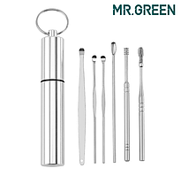 Набір металевих паличок та скребків для чищення вух Green GH7. Вухочистка мімікаку