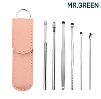 Набір металевих паличок та скребків для чищення вух Pink J6A. Вухочистка мімікаку