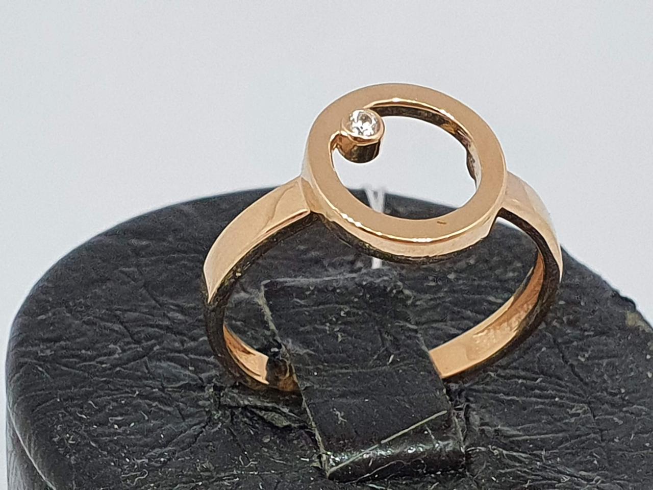 Золоте кільце з фіанітом.  КВ983(3)И 18