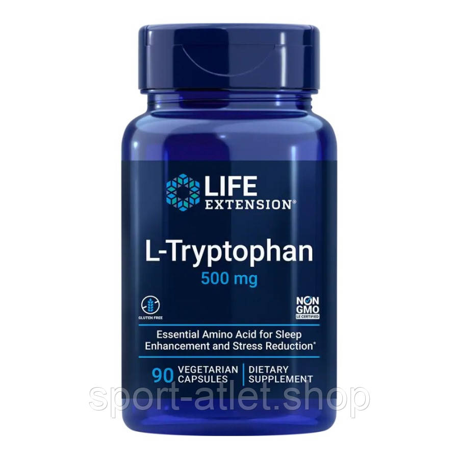 Амінокислота Jarrow Formulas L-Tryptophan 500 mg, 90 вегакапсул, фото 1