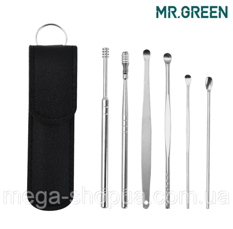 Набір металевих паличок та скребків для чищення вух Black J6V. Вухочистка мімікаку