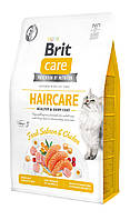 Сухой корм для кошек Brit Care Cat GF Haircare Healthy & Shiny Coat для ухода за шерстью курица лосось 2 кг