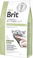 Сукой для кошек беззерновая диета при диабете Brit GF (Брит ГФ) Veterinary Diets Cat Diabets курица горох 2 кг