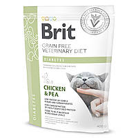 Сукой для кошек беззерновая диета при диабете Brit GF (Брит ГФ) Veterinary Diets Cat Diabets курица горох 400г