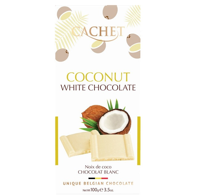 Шоколад Білий Кашет з Кокосом Cachet White Chocolate Coconut 100 г Бельгія