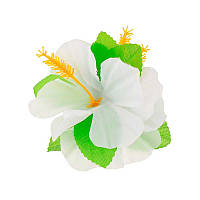Заколка Гавайский цветок белая ткань 15355