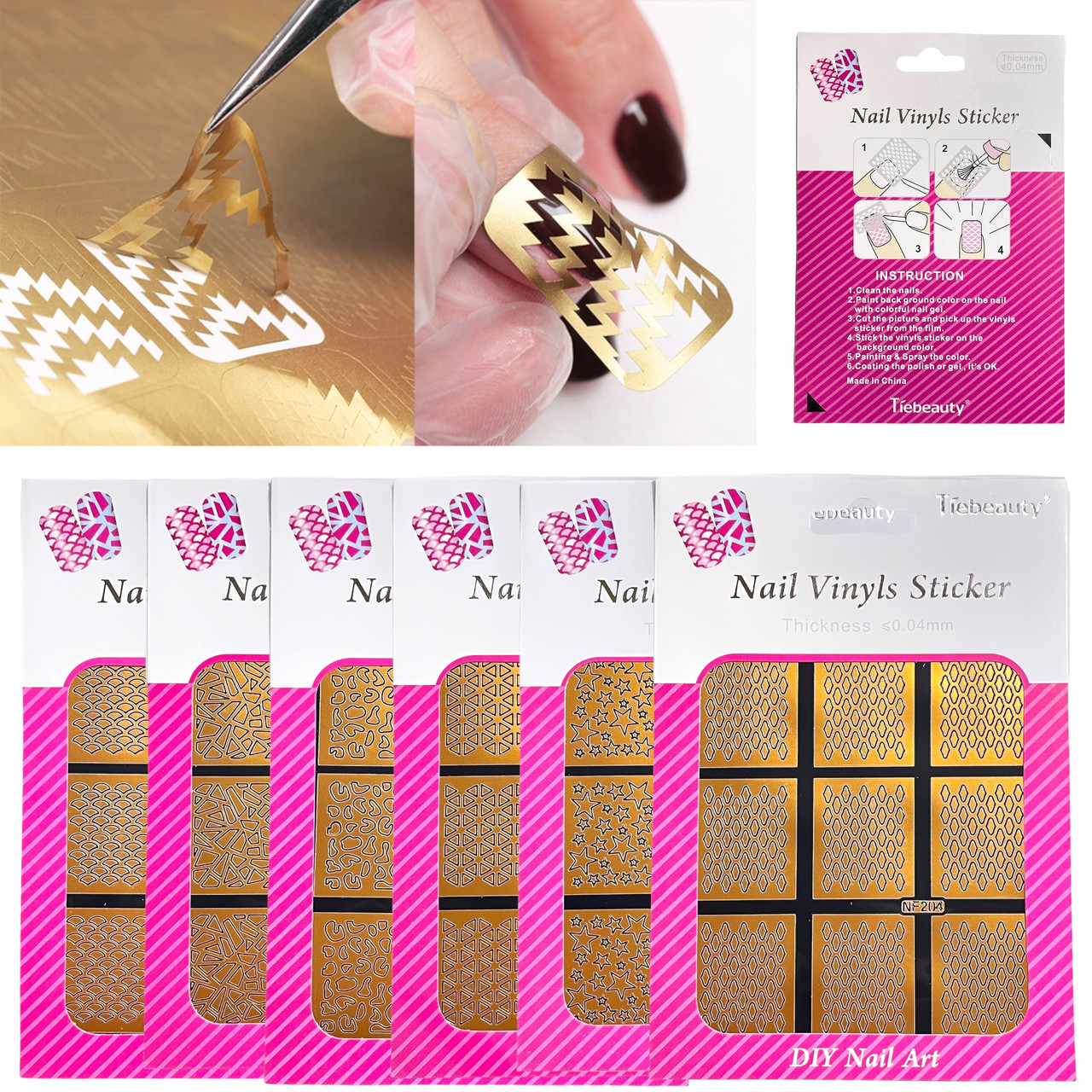 Трафарет Nail Vinyls Sticker (вінілові стикери, наклейки) для декору та дизайну нігтів на липкій основі, фото 1