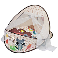 Килимок-манеж для немовляти 66526A 2в1, дуга, підвіски, грає музика Бежевий