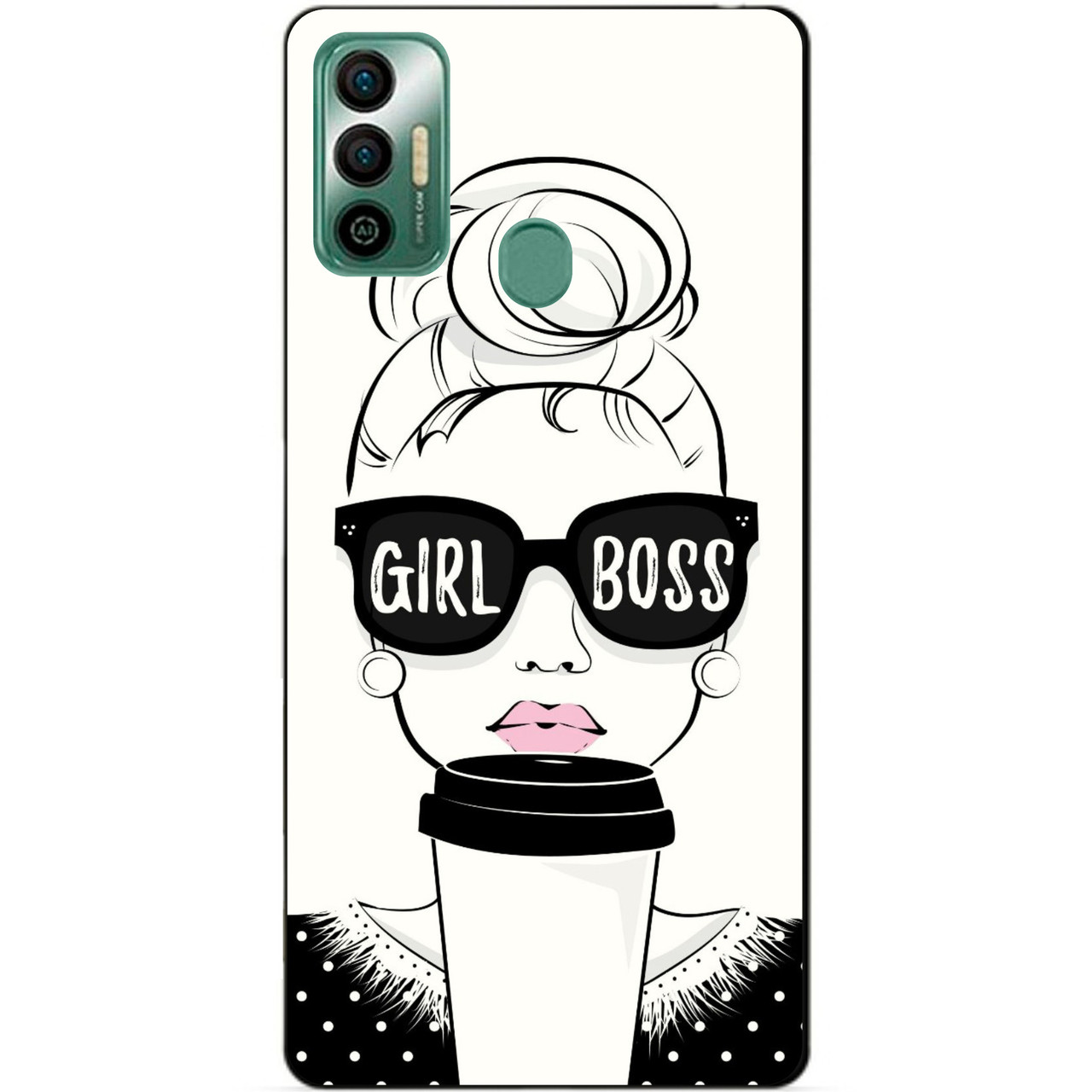 Силіконовий бампер чохол для Tecno Spark 7 з малюнком Girl Boss