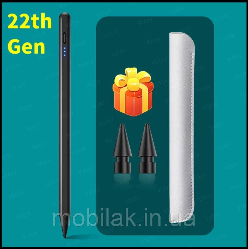 Стилус для iPad Pro 11, 12,9, 2021, 2020, 2018, 2019, 10,2, 8th, 7th, Air 3, 4 чорний, колір