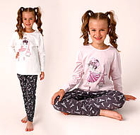 Пижама детская для девочки (футболка длинный рукав+ штаны), Donella (размер 6/7)