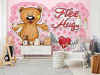 Фото обои сердечки Медвежонок Тедди для малышки 254x184 см Cвободные объятия (12802P4)+клей