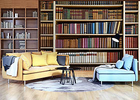 Флізелінові фото шпалери імітація книжкових полиць 312x219 см Бібліотека (12206VEXXL)+клей