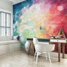 Флізелінові фото шпалери кольорові мазки 254x184 см Абстрактне мистецтво написане різнокольоровими фарбами (12921V4)+клей