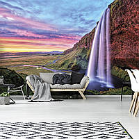 Фото обои закаты 3D Природа Ландшафт Небо 368x254 см Красивый водопад (12984P8)+клей