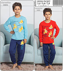 Піжама дитяча демісезонна для хлопчика (футболка довгий рукав + штани), х/б, Vienetta (розмір