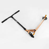 Трюковий самокат Best Scooter 55084 золотий, колеса 110мм алюмінієві диски, пегі, фото 3