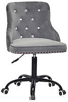 Стілець Olimp SV BK-Office сірий 1004 велюр зі стразами Swarovski, на чорній хрестовині з колесами, фото 5